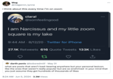 Meg @megannn_lynne i think about this every time i'm on zoom clara! @somfeelingood I am Narcissus and my little zoom square is my lake 9:44 AM - 8/12/20 Twitter for iPhone 27.1K Retweets 616 Quote Tweets 133K Likes darth penis @bobsredmilf • May 31 what are posts that aren't load-bearing anywhere but your personal lexicon. like the ones that weren't really popular but are so enshrined in your mind that you just assume they got hundreds of thousands of likes 8:24 AM ⚫ Jun 5, 2024 3.3M Views