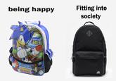 being happy Fitting into society 0100 SONIC THE HEDGERO GO! NIKE SB