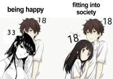 being happy 33 18 fitting into society 18 18