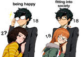 being happy 27 18 fitting into society 18 18