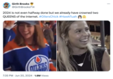 Girth Brooks @Girth Brooks714 2024 is not even halfway done but we already have crowned two QUEENS of the internet. #OilersChick #HawkTuah OILERS • 7:35 PM ⚫ Jun 20, 2024 1.8M Views •