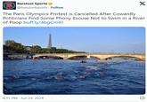 Barstool Sports → @barstoolsports. Follow X The Paris Olympics Protest is Cancelled After Cowardly Politicians Find Some Phony Excuse Not to Swim in a River of Poop buff.ly/4bgCmXI 4:15 PM Jun 24, 2024