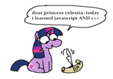 dear princess celestia: today i learned javascript AND c++