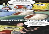 mr krabs it's terrible, the venue cancelled last minute and my band has nowhere to play tonight GALLEY don't worry my boy i have the perfect place, be there at 3 am sharp @absolutenutcase162 WHATS UP WHATS UP WHAT THE F---- UP SQUIDWARD'S HOUSE