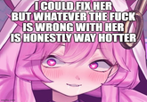 1 COULD FIX HER BUT WHATEVER THE F--- IS WRONG WITH HER IS HONESTLY WAY HOTTER imgflip.com