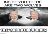 INSIDE YOU THERE ARE TWO WOLVES THEY ARE BOTH JOE BIDEN imgflip.com