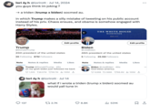 . lori 9ę h @lorirott • Jul 14, 2024 you guys think im joking? → a triden (trump x biden) socmed au. in which Trump makes a silly mistake of tweeting on his public account instead of his priv. Chaos ensues, and obama is somehow engaged with Harry Styles. Edit profile THE WHITE HOUSE WASHINGTON WH.GOV Trump @DonaldTrump 45th president of the united states 30 Following 87M Followers Biden @JoeBiden 46th president of the united states 5 Following 35.5M Followers Edit profile Note Notes & replies Media Likes Note Notes & replies Media Likes Trump @Donald Trump 45s oh my gosh biden just followed me back 1,500 6.57M 56.7M 100M Biden @Joe Biden · 40s God bless america. 8,998 566K 68.4M 100M Rea Ryal lori 9gh @lorirott • Jul 14 what if i wrote a triden (trump x biden) socmed au would yall tune in 137 172.7K 8.8K III 531K Σ