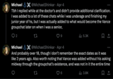 Michael @MichaelShinkar - Apr 4 Tbh I replied while at the doctor's and didn't provide additional clarification. I was added to a lot of these chats while I was underage and finishing my junior year of hs, but I was actually added to what would become the Vance groupchat later on when I was a senior, ill 5.3K Michael @MichaelShinkar Apr 4 And probably over 18, though I don't remember the exact dates as it was like 3 years ago. Also worth noting that Vance was added without his asking midway through the groupchat's existence, and was not in it the entire time 27 6 ılı 3.8K