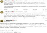 Yaelokre @yaelokre - Jul 15 Many things shouldn't have been able to reach me, though since we are sadly past that, i felt the need to make this post coming from a previously smaller creator. I am unhappy with the made up system the people have built surrounding the Wonderfolk, 58 t 452 Yaelokre 3.4K ill 64K @yaelokre - Jul 15 Ive granted you the name "Wonderfolk" because my story lives off of imagination, wonderment. We wield wonder, hence the title. We are not a cult, and none of you have the right to say nor inform others how to enjoy a piece media, especially one built upon childlike wonder 8 138 2.3K ili 39K ↑ Yaelokre k @yaelokre ... I am scared of seeming ungrateful, but again i am just one of the tiny people with a big dream. A lot of this are out of my hands now, but even the invented "cricket system" seem unwelcoming as it does render some saying what is 'right' and what is 'wrong' Im sorry for whining 10:43 AM - Jul 15, 2024 40.3K Views