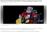 Tenacious D's Kyle Gass Deletes Trump Apology Instagram Post Story by Jessica Lynch 14h 3 min read Tenacious D's Kyle Gass Deletes Trump Apology Instagram Post Provided by Billboard IS Kyle Gass of Tenacious D has deleted his Instagram apology following intense backlash over a controversial comment about former U.S. President Donald Trump during the band's Sydney concert. The incident, which occurred on July 14, has had major repercussions for both Gass and the band.