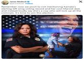 James Medlock @jdcmedlock Follow X Remember: now we pivot to not mentioning Kamala's sterling left wing voting record and her cool Marxist dad, and instead loudly say she's a cop who will lock up all the criminals. It's time to win this election.