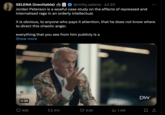 SELENA (inevitable) @milky_selena ⚫ Jul 23 Jordan Peterson is a woeful case study on the effects of repressed and internalised rage in an orderly intellectual. it is obvious, to anyone who pays it attention, that he does not know where to direct this chaotic anger. everything that you see from him publicly is a Show more 0:38 926 613 6.6K ili 1.4M DW