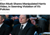 'On Friday night, Community Notes users, a select group that proposes and votes on such notices, debated whether to add one to Mr. Musk’s post.

”This is an AI generated video of Vice President Kamala Harris using audio of clips that were never actually stated by the VP,” read one suggested Community Note. “Videos like this are dangerous to those who can not decipher AI generated content from reality.”

At least seven notes were proposed, but none had been added by Saturday evening to Mr. Musk’s post or the original post, and neither post has been removed from the site.'