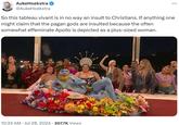 AukeHoekstra @AukeHoekstra ... So this tableau vivant is in no way an insult to Christians. If anything one might claim that the pagan gods are insulted because the often somewhat effeminate Apollo is depicted as a plus-sized woman. 10:33 AM Jul 28, 2024 · 307.7K Views .