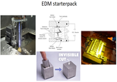 EDM starterpack Dielectric fluid molecules Discharge column or ionised column Molten tool metal Tool (cathode) D.C. Source Molten Work Metal Work piece (anode) INVISIBLE CUT