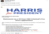 Jennifer Bendery @jbendery Latest Harris campaign email: "Trump is old and quite weird?" HARRIS for PRESIDENT FOR IMMEDIATE RELEASE July 25, 2024 Statement on a 78-Year-Old Criminal's Fox News Appearance After watching Fox News this morning we only have one question, is Donald Trump ok? Main takeaways Trump gave to the American people: •Trump praised his Project 2025 Trump is flustered and lashing out When Trump wasn't lying, he was making threats Abortion bans are good, mail-in voting is bad Praised dictators because he wants to be one Trump is clearly worried he made the wrong pick in JD Vance Trump is old and quite weird? . This guy shouldn't be president ever again 10:33 AM Jul 25, 2024 960.9K Views LOL