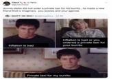 FiNnY › (¬ºº)¬ @gyllenfreak donnie darko did not order a private taxi for his burrito, he made a new friend that is imaginary. you wokies and your agenda MATT IN BIO @sabrmattrics - Jul 30 Inflation is bad Inflation is bad or you ordered a private taxi for your burrito Private taxi for my burrito