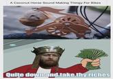 A Coconut Horse Sound Making Thingy For Bikes Quite down and take thy riches