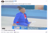 when someone asks if you wanna get ice cream Jenna Cottrell @JennaCottrell when someone asks if you wanna get ice cream 0:02 From Holly Anderson 3:57 PM - Aug 7, 2024 - 2M Views AER SIMONE BILES SPRING, TX FRAGILE 2-TIME BRONZE MEDALIST BALANCE BEAM RIO 2016 TOKYO