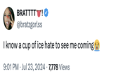BRATTTTT!❤ @bratzgorlss I know a cup of ice hate to see me coming 9:01 PM Jul 23, 2024 7,778 Views