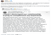 Echo @TheEcho13 This woman gave him the highest compliment - she thinks he's husband material and someone she wants to spend her life with. He threw a fit because he wants to be thought of as a womanizing player even to his girlfriend of 2.5 years. Rothmus @Rothmus Aug 8 In no scenario whatsoever is this a compliment. r/TrueOffMyChest 19 hr. ago Impressive-Test-1814 I think I destroyed our relationship trying to compliment my boyfriend My boyfriend and I are both 28 years old and together for 2.5 years. Yesterday night we were drinking and one thing led to another and I tried to compliment him by saying he is not someone who I would hookup or be a fwb with but marry. I thought everything was fine but he seemed extremely distraught after that. I realized how he understood it and tried to clarify it but he is still the same this morning. He told me he needs space to think for a while and left the house. All my friends tell me I messed it up and guys tell me it's not a compliment and most men will understand it differently. I think I destroyed our relationship and I am panicking right now. 11:25 AM • Aug 9, 2024 3.2M Views