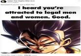 Hater Tier Vegito (War Arc) @HT_Vegito Retweet if you're not a PDF File I heard you're attracted to legal men and women. Good. 12:03 PM • Aug 7, 2024 378.3K Views