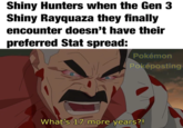 Shiny Hunters when the Gen 3 Shiny Rayquaza they finally encounter doesn't have their preferred Stat spread: Pokémon Poképosting What's 17 more years?!