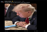DAILY Daily Caller CALLER @Daily Caller 16h Trump during his discussion with Elon Musk: D O 30 151 0 3 1.1K ılı 56K