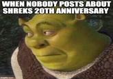 WHEN NOBODY POSTS ABOUT SHREKS 20TH ANNIVERSARY imgflip.com