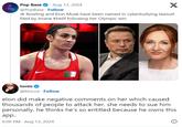 "elon did make negative comments on her which caused thousands of people to attack her. she needs to sue him personally. he thinks he’s so entitled because he owns this app.." Pop Base Aug 13, 2024 @PopBase Follow X JK Rowling and Elon Musk have been named in cyberbullying lawsuit filed by Imane Khelif following her Olympic win. tonio + @bincoz Follow elon did make negative comments on her which caused thousands of people to attack her. she needs to sue him personally. he thinks he's so entitled because he owns this app.. 6:06 PM - Aug 13, 2024