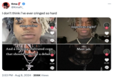 Kma @KmaFr_ I don't think i've ever cringed so hard songwriter 65.8K superstar,right? And a f------ overrated copy Meet jah. that should never be a debat TEEN 65.8K 2:53 PM - Aug 8, 2024 206K Views ... 65.8K 65.8K