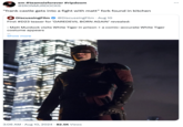 em #teamsisforever #ripdoom @IRONMURDOCKS "frank castle gets into a fight with matt" fork found in kitchen 4 DiscussingFilm @DiscussingFilm • Aug 10 First #D23 teaser for 'DAREDEVIL BORN AGAIN' revealed: • Matt Murdock visits White Tiger in prison + a comic-accurate White Tiger costume appears Show more 3:06 AM Aug 10, 2024 82.5K Views
