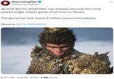 4= DiscussingFilm @DiscussingFilm 'BLACK MYTH: WUKONG' has already become the most played single-player game of all time on Steam. The game has had nearly 2 million concurrent players. (Source: bit.ly/3MdAS6v) 8:40 AM • Aug 20, 2024 1.5M Views ...