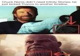 Chuck Norris didn't need Infinity Stones; he just kicked Thanos to another timeline.