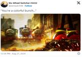 Six-Wheel Switcher #4432 @winwatch98. Follow "You're a colorful bunch..." 12:54 PM Aug 27, 2024 X