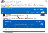 X The Princess & The Frog @GabTheGem. Follow Is he $40k negative? Or did he google "negative chase bank account" & find a 2 year old reddit post & make a tiktok..? 10:08 Safari r/Chase u/ChildhoodMental738.2y 9b NSFW Does this mean the negative balance ate my check?? 10:20 86 Join TOTAL CHECKING (...4781) All transactions Search or filter Spending summary Pending (2)