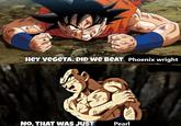 HEY VEGETA, DID WE BEAT Phoenix wright NO, THAT WAS JUST Pearl