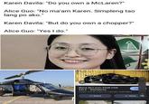 Karen Davila: "Do you own a McLaren?" Alice Guo: "No ma'am Karen. Simpleng tao lang po ako." Karen Davila: "But do you own a chopper?" Alice Guo: "Yes I do." Black McLaren 620R FOR SALE - Slaylebrity Images may be subject to copyright. Learn More Share Vis © Save