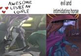 AWESOME LESBIAN COUPLE evil and intimidating horse
