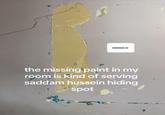 the missing paint in my room is kind of serving saddam hussein hiding →spot