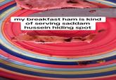 my breakfast ham is kind of serving saddam hussein hiding spot