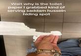 Wait why is the toilet paper I grabbed kind of serving saddam hussein hiding spot