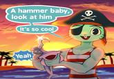 Russell with a baby hammerhead shark A hammer baby, look at him It's so cool Yeah