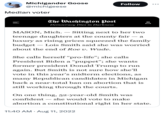 Michigander Goose Follow @michigeese Median voter The Washington Post Democracy Dies in Darkness MASON, Mich. — Sitting next to her two teenage daughters at the county fair - a luxury as rising prices squeezed the family budget - Lois Smith said she was worried about the end of Roe v. Wade. She calls herself "pro-life"; she calls President Biden a "puppet"; she wants former president Donald Trump to run again. But Smith is not sure how she'll vote in this year's midterm elections, as many Republican candidates in Michigan back a near-total ban on abortion that is still working through the courts. On one thing, 52-year-old Smith was confident she would vote to make - abortion a constitutional right in her state. 11:40 AM • Aug 11, 2022