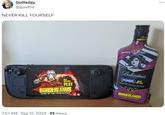 Guilledgy @guudlle NEVER KILL YOURSELF Dal MOXXT'S BA HELP SETTINGS PLAY BORDERLANDS GAME OF THE YEAR EDITION Ballantine's FINEST MOXXTS BAR EDITION BLENDED SCOTCH WHISKY BORDERLANDS 7:57 AM - Sep 12, 2024 55 Views