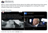 Mike Beauvais @MikeBeauvais RFK Jr. had to tell Cheryl Hines about his affair with Olivia Nuzzi the same day he had to tell her he was being investigated for cutting off a dead whale's head with a chainsaw. Rough Thursday. Brian Stelter @brianstelter Follow Toronto Star @TorontoStar "New York magazine on Thursday said its Washington correspondent, Olivia Nuzzi, is on leave after learning the star journalist had allegedly engaged in a romantic relationship with Robert F. Kennedy Jr.," @Oliver Darcy reports for STATUS Robert F. Kennedy Jr. is being investigated for collecting dead whale Olivia Nuzzi on leave from New York magazine after RFK relationsh... From status.news 10:09 PM 2024-09-19-248K Views. 10:25 PM ⚫ Sep 19, 2024 677.5K Views Robert F. Kennedy Jr. is being investigated for collecting dead whale From thestar.com 1:52 PM 2024-09-19 8.8K Views