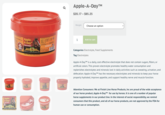 Apple- A-Day™ Electrolyte SUGARS LASTS Finish Line HORSE PRODUCTS GUARANTEED TO WORK OR YOUR MONEY BACK!. Quality...A Family Tradition Net W. 30.1364 Q Apple-A-Day™ $20.17-$85.25 Weight Choose an option 1 De not exceet Stare at temperature Add to cart VETERINARIAN TESTED duck NO SUGARS, LASTS LONGER!! Apple- A-DayTM Electrolyte Finish Line HORSE PRODUCTS GUARANTEED TO WORK OR YOUR MONEY BACK! Quality Family Tradition™ Net Wt. 5 lb (2.27 kg) Guaranteed Analysis: volume ounce gro 37% in horars only -For use ended ingentes AND RECOMMENDED Lot No. Apple- A-Day A-Day Categories Electrolyte, Feed Supplements Tag Electrolytes Apple-A-Day™ is a daily, cost effective electrolyte that does not contain sugars, fillers, or artificial colors. This proven electrolyte promotes healthy water consumption and replenishes electrolytes and minerals lost in daily activities such as sweating, urination, and defecation. Apple-A-DayTM has the necessary electrolytes and minerals to keep your horse properly hydrated, improve appetite, and support healthy nerve and muscle function. Attention Consumers: We at Finish Line Horse Products, Inc are proud of the wide acceptance of our horse product, Apple-A-Day™ for use by horses. It is one of a number of popular horse supplements in our product line. In the interest of social responsibility, we remind consumers that this product, and all of our horse products, are not approved by the FDA for human use or consumption.