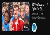 41:27 50 YouTubers Fight For $1,... MrBeast 3.2M views • 40 minute...