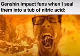 Genshin Impact fans when I seal them into a tub of nitric acid: