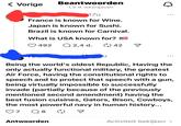 No comment... < Vorige Beantwoorden 1,5 d. weergaven 17u France is known for Wine. Japan is known for Sushi. Brazil is known for Carnival. What is USA known for? 492 Q2,4 d. 42 ☑ Being the world's oldest Republic, Having the only actually functional military, the greatest Air Force, having the constitutional rights to speech and to protect that speech with a gun, being virtually impossible to successfully invade (partially because of the previously mentioned second amendment) having the best fusion cuisines, Gators, Bison, Cowboys, the most powerful navy in human history... ♡ 7 Q 8 ☑ Antwoorden Activiteit bekijken >